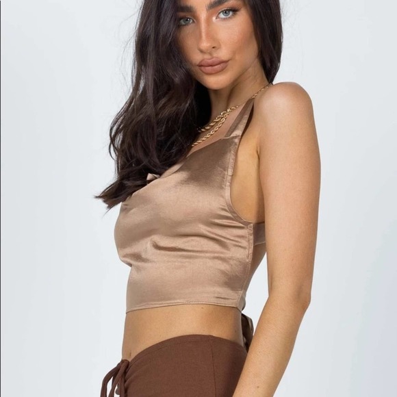 Women's Princess Polly RAELEEN TOP BROWN - US 4 - Picture 1 of 3